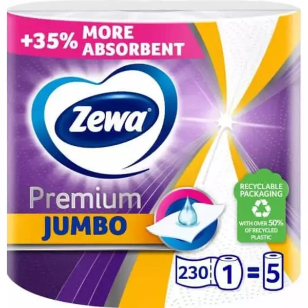 ZEWA бум полотенца Jumbo 3 сл 1 рул/ 230sh (белые)