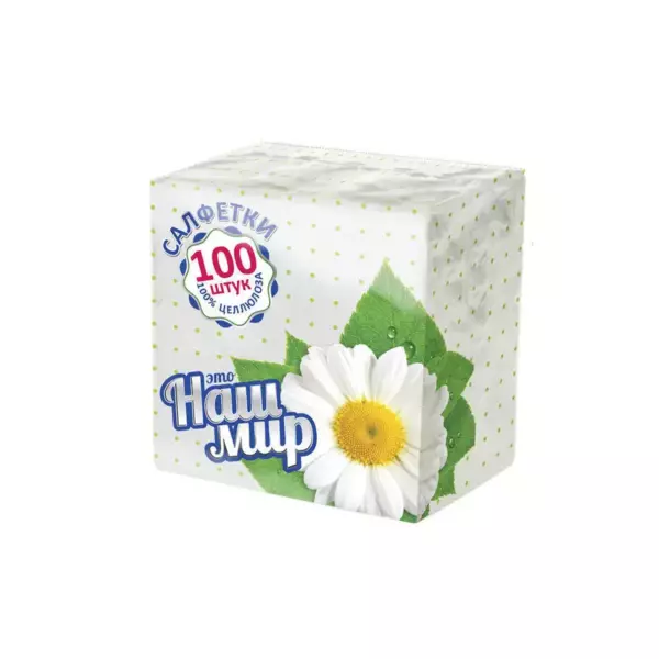 Салфетки бумажные «Наш мир», (100шт) белые