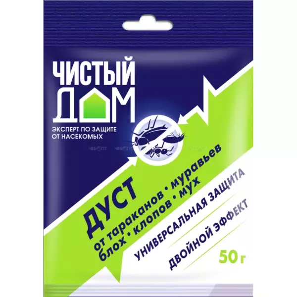 Дуст от тараканов и муравьев Чистый Дом, 50 гр, 02-452