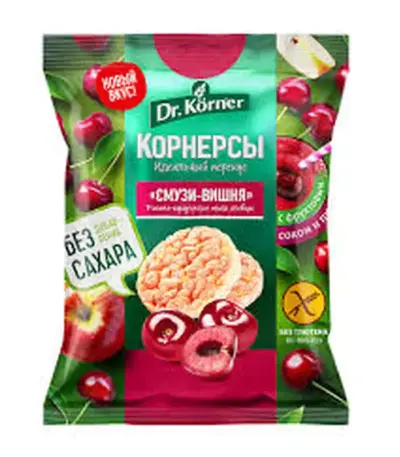 Хлебцы хрустящие Рисово-кукурузные мини хлебцы "DR.KORNER" смузи-вишня 40г /14шт/