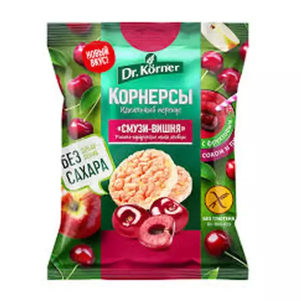 Хлебцы хрустящие Рисово-кукурузные мини хлебцы "DR.KORNER" смузи-вишня 40г /14шт/