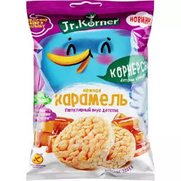 Хлебцы хрустящие Рисовые мини хлебцы для детей "JR.KORNER" карамельные 30г /36шт/