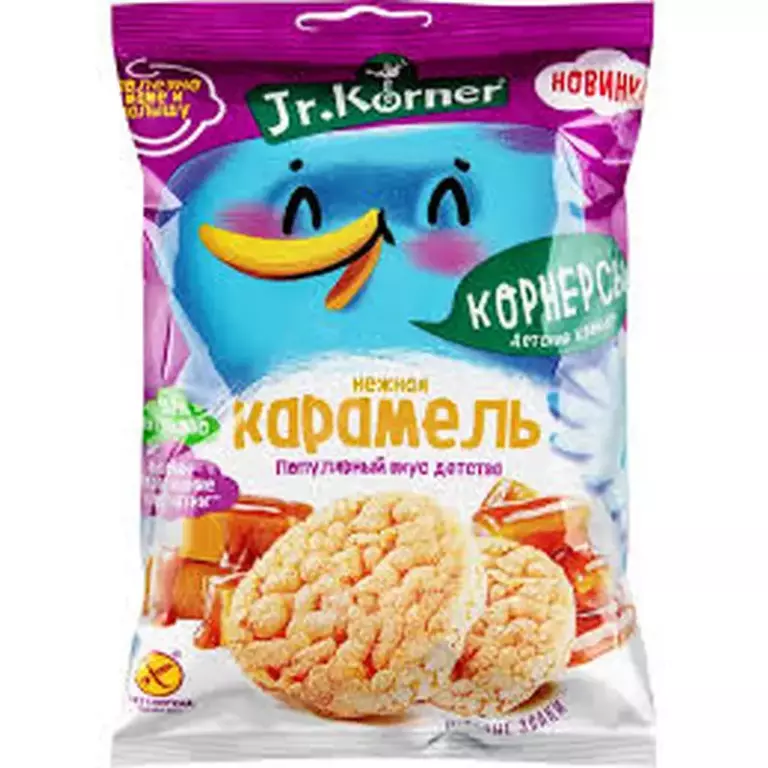 Хлебцы хрустящие Рисовые мини хлебцы для детей "JR.KORNER" карамельные 30г /36шт/