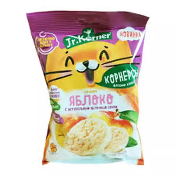 Хлебцы хрустящие Рисовые мини хлебцы для детей "JR.KORNER" с яблочным соком 30г /36шт/