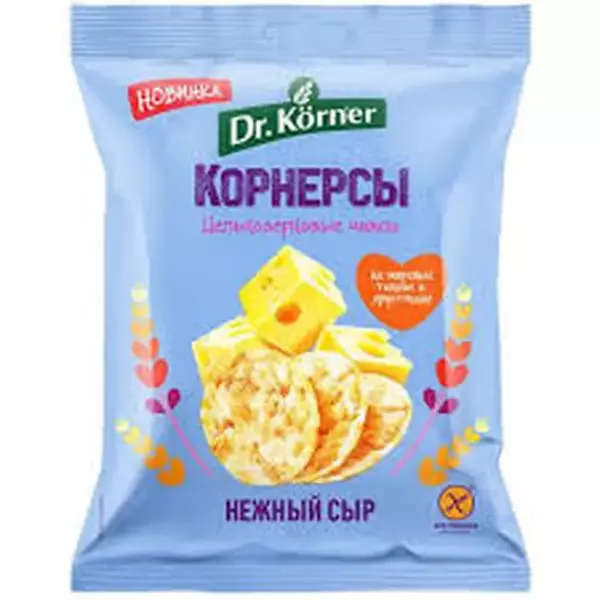 Чипсы цельнозерновые кукурузно-рисовые "КОРНЕРСЫ" с сыром 50г /28шт/