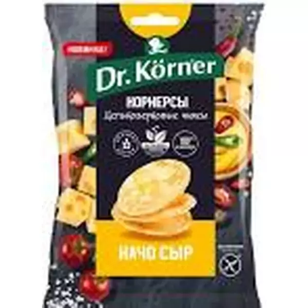 Чипсы цельнозерновые кукурузно-рисовые "КОРНЕРСЫ" с сыром Начо 50г /28шт/