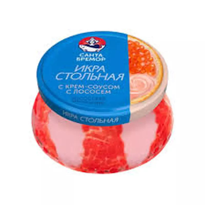 Икра лососевая "Стольная" с копч.лосось крем соус 220гр Икра лососевая "Стольная" с копч.лосось крем соус 220гр