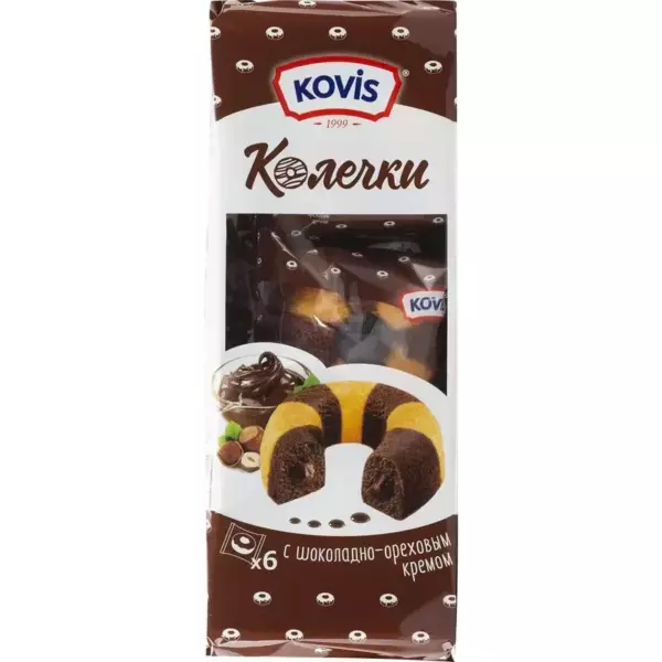 Пирожные  «Колечки» KOVIS с шоколадно-ореховым кремом 240 гр