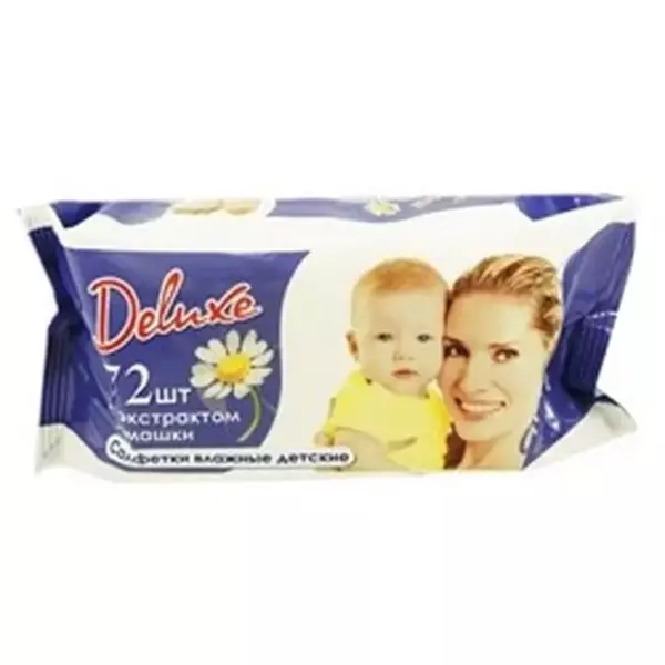 ТМ Deluxe влажная салфетка (72шт) для детей с экстрактом ромашки /16шт/ Р288