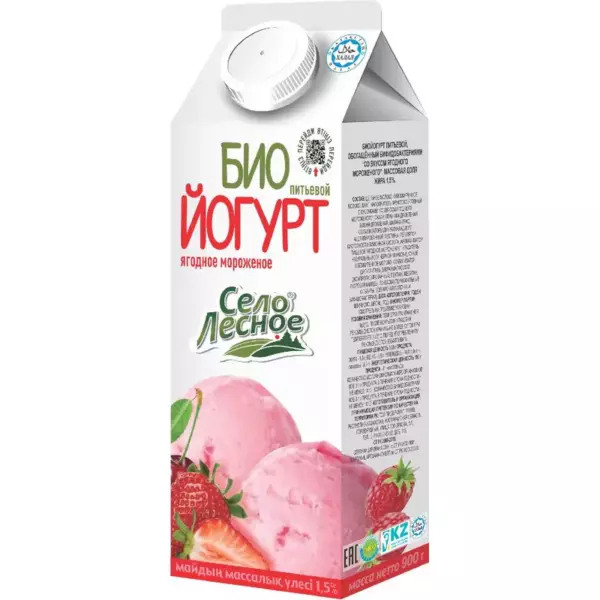 Био йогурт питьевой «Ягодное мороженое» 1,5%  900гр