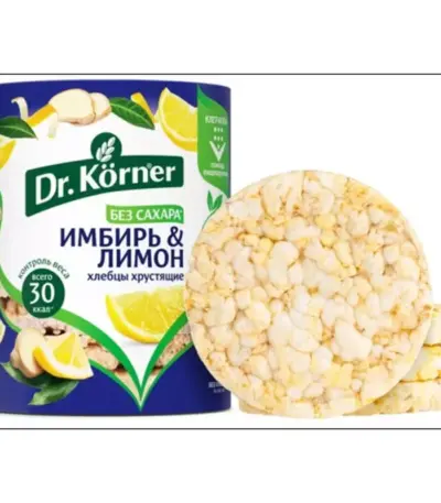 Хлебцы Кукурузно-рисовые «DR.KORNER»с имбирем и лимоном 90г /20шт/