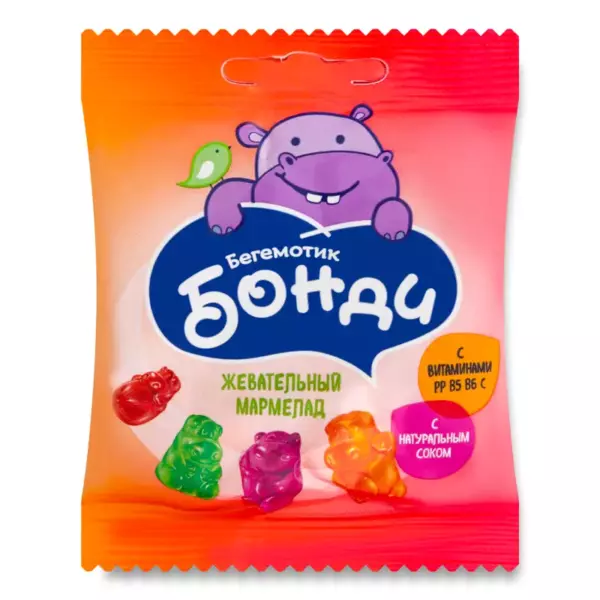Мармелад жеват.Бегемотик Бонди с витаминами(вес)