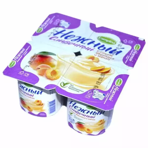 Йогурт Campina Нежный с соком абрикоса и манго 5% 100гр