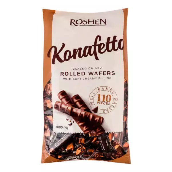 Ваф.трубочки глазир.Konafetto nero 1кг/5пак