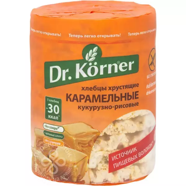Хлебцы Кукурузно-рисовые «DR.KORNER» карамельные 90г /20шт/