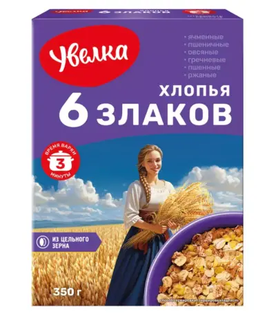 Хлопья 6 злаков 0,35 кг (6) Увелка