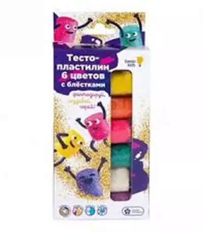 Набор для лепки "Тесто-пластилин 6 цв. с блестками" (Genio Kids-art)