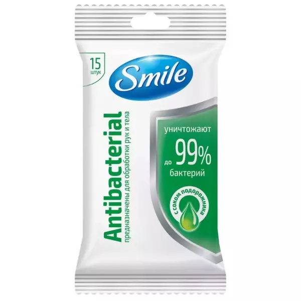 Салф.Влаж.Смайл Antibacterial подорожник 100 шт NEW