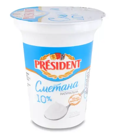 Сметана Президент 10% 0,38кг фп