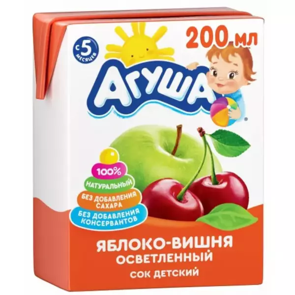 Сок дет. «Агуша» 0,2л Яблоко,Вишня