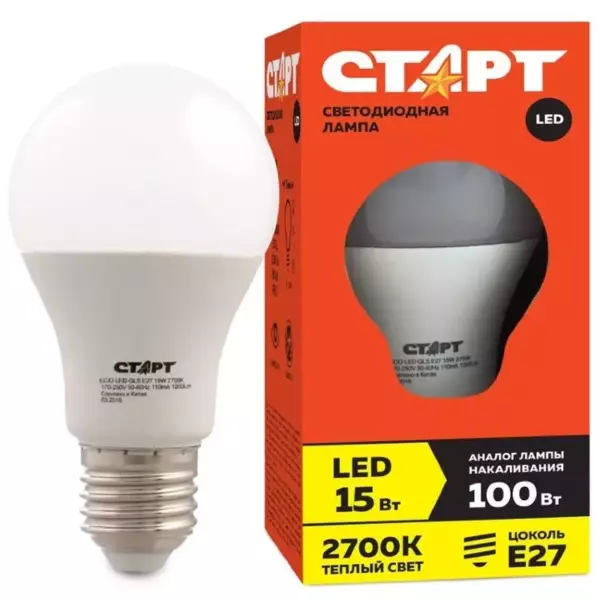 Лампа светодиодная СТАРТ LED E27 15W теплый