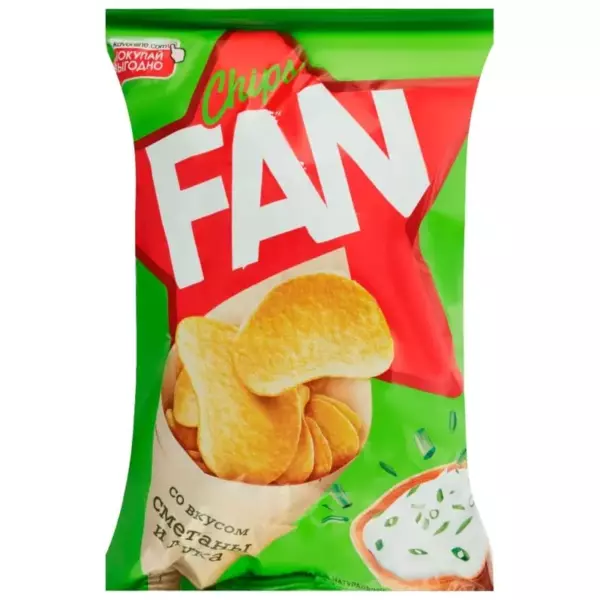 Чипсы FAN картофельные 65г/20 Сметана и лук