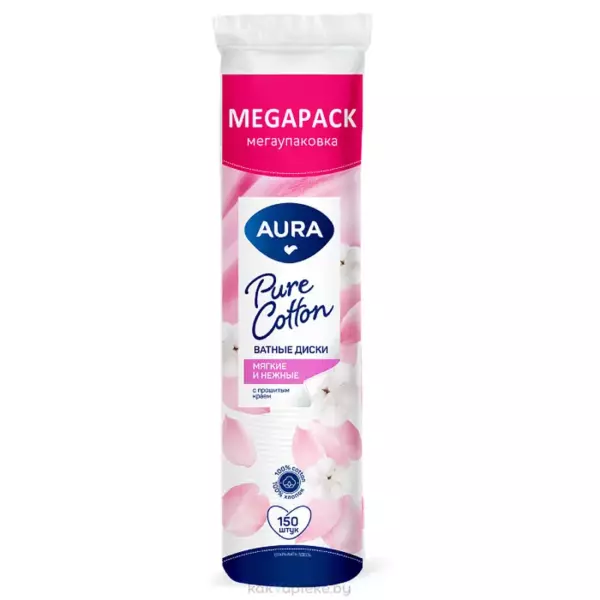 AURA BEAUTY Ватные диски п/э с веревочкой 80шт /35