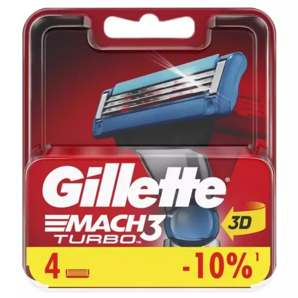 GILLETTE MACH3 Turbo Сменные кассеты для бритья 4