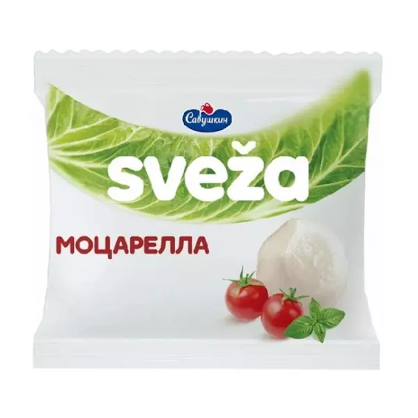 СЫР МЯГКИЙ SVEZA МОЦАРЕЛЛА МИДИ 45% ,МАССА НЕТТО ПРОДУКТА 150г, МАССА НЕТТО С ЗАЛИВКОЙ 300 г