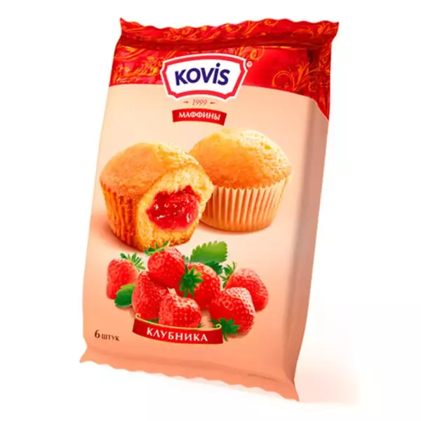 Маффины «Kovis» с клубнич.кремом 470гр