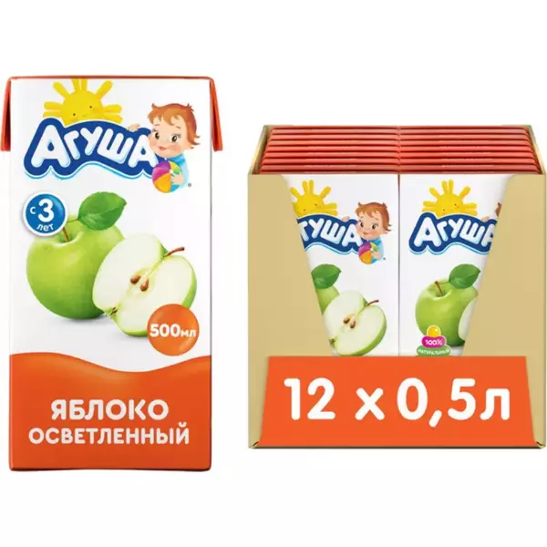 Сок дет.осветленный «Агуша» 0,2л Яблоко