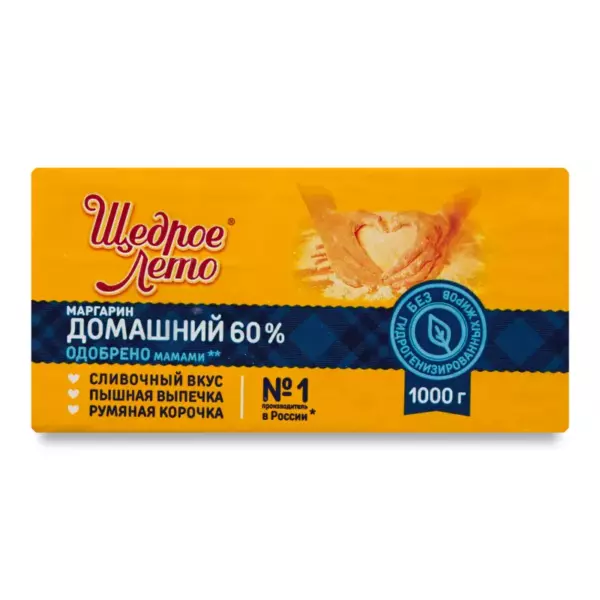 Маргарин ЩЛ Домашний 60% фольга 1000г