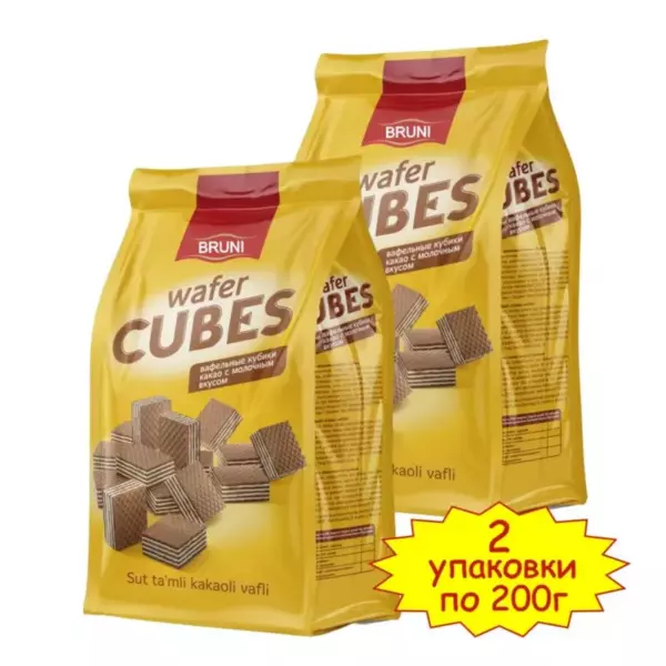 Вафли CUBES какао с молоч. вкусом  (200г/18шт)