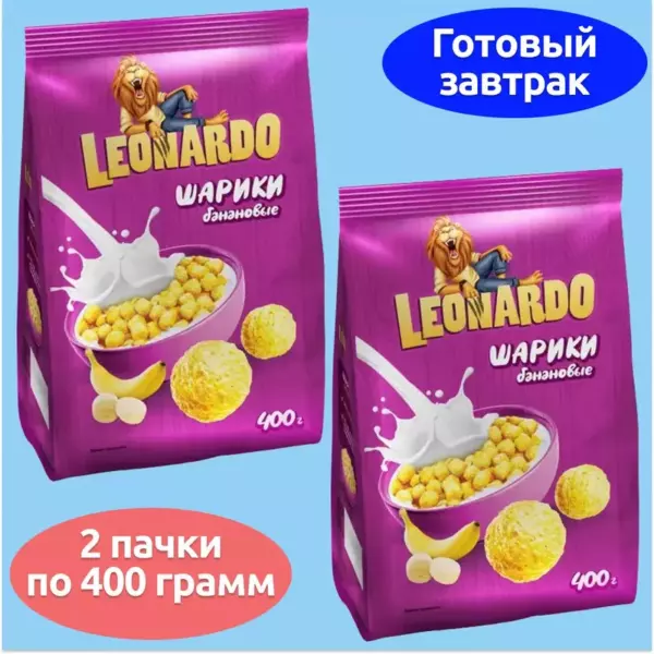 Завтрак готовый  Leonardo шарики банановые 400гр