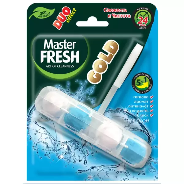 Master FRESH подвесной блок для унитаза DUO EFFECT 5в1 формула GOLD САКУРА, 1шт