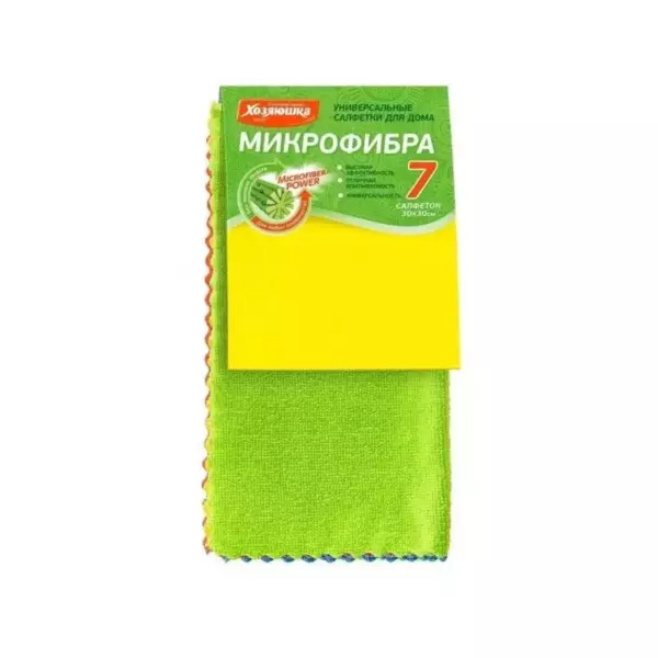 «ХОЗЯЮШКА Мила»  набор салфеток универсальных Микс, микрофибра 220 гр/м2, 30*30см, 6 шт.