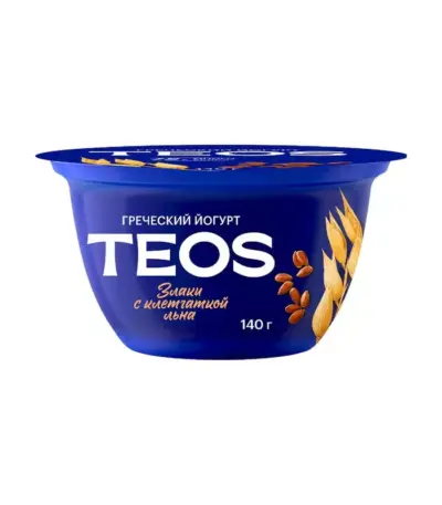 Йогурт «Греческий TEOS»Злаки с клетчаткой льна» 2,0% 140гр