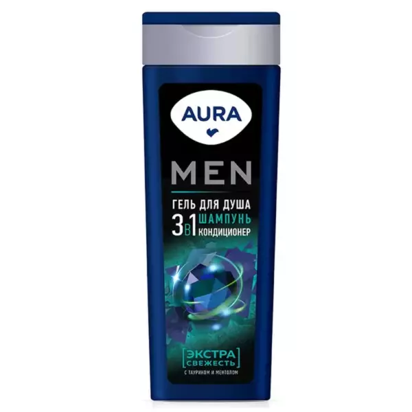 AURA Men Гель для душа 3в1 Экстра Свежесть флакон/флиптоп 380мл КК/8