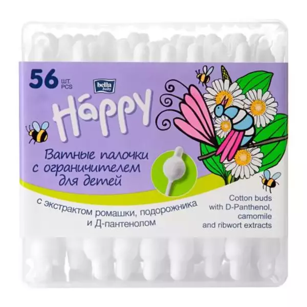 Ватные палочки Bella Baby Happy с экстрактом ромашки 56 шт.