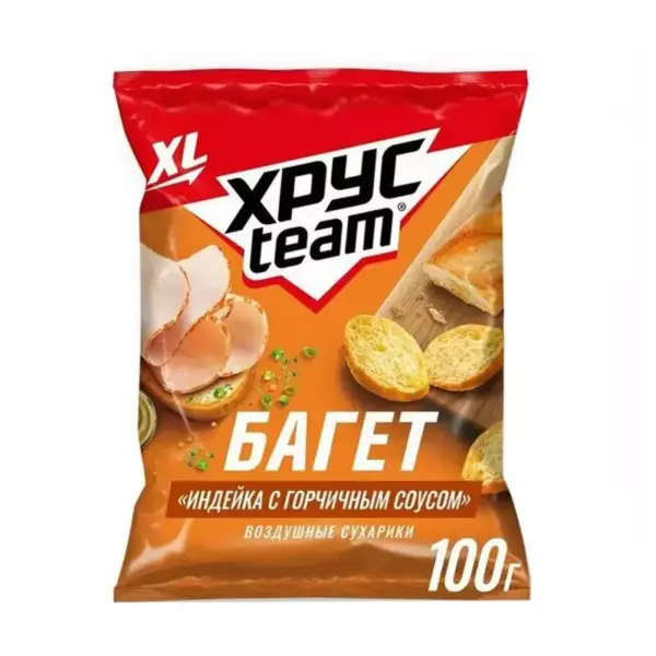 Сухарики «Хрусteam Baget» 100гр Индейка с горчичным соусом