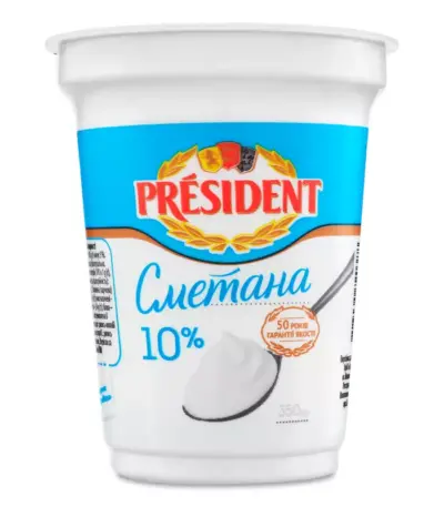 Сметана Президент 10% 0,20кг