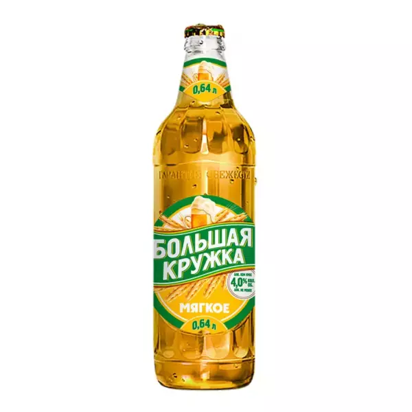 Пиво Светлое  Большая кружка мягкое ж/б 0,43л, Пастеризованное алк. 4,0%