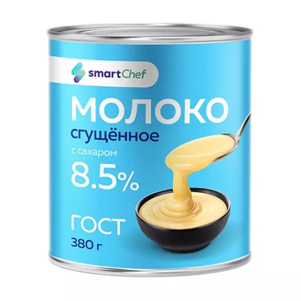 Молоко сгущенное с сахаром 8,5% 380гр ж/б (с кольцом)