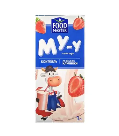 Му-у молочный коктейль ФМ Клубника 2% 1л.