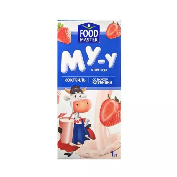Му-у молочный коктейль ФМ Клубника 2% 1л.