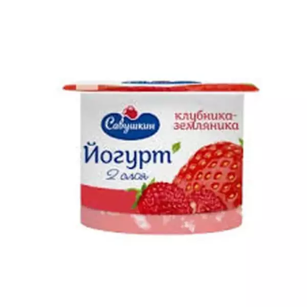 Йогурт двухслойн."Клубника-земляника" 2,0% 120гр ТМ Савушкин