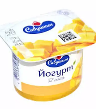 Йогурт двухслойн."Манго" 2% 120гр ТМ Савушкин