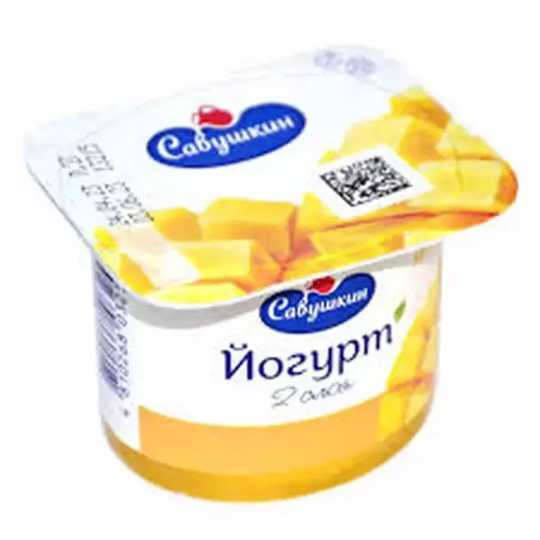 Йогурт двухслойн."Манго" 2% 120гр ТМ Савушкин
