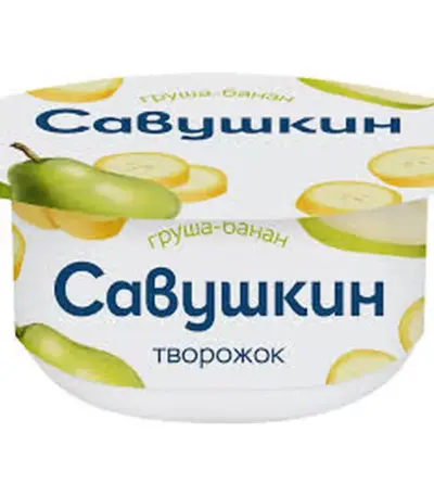 Паста творожная Груша-банан 3,5% ТМ Савушкин 120гр