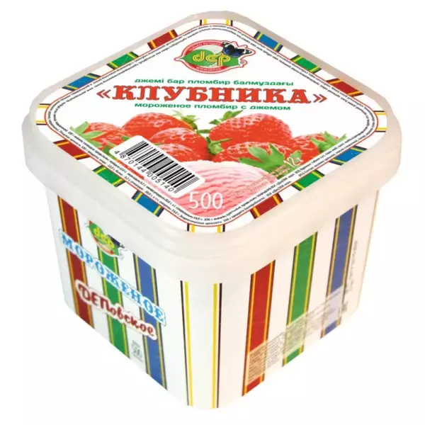 Мороженое Пломбир с джемом «Клубника» 500гр